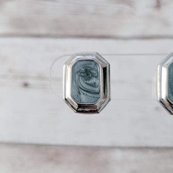 Vintage Stud Earrings Swirly Design with Silver Tone Halo - Picture 2 of 7